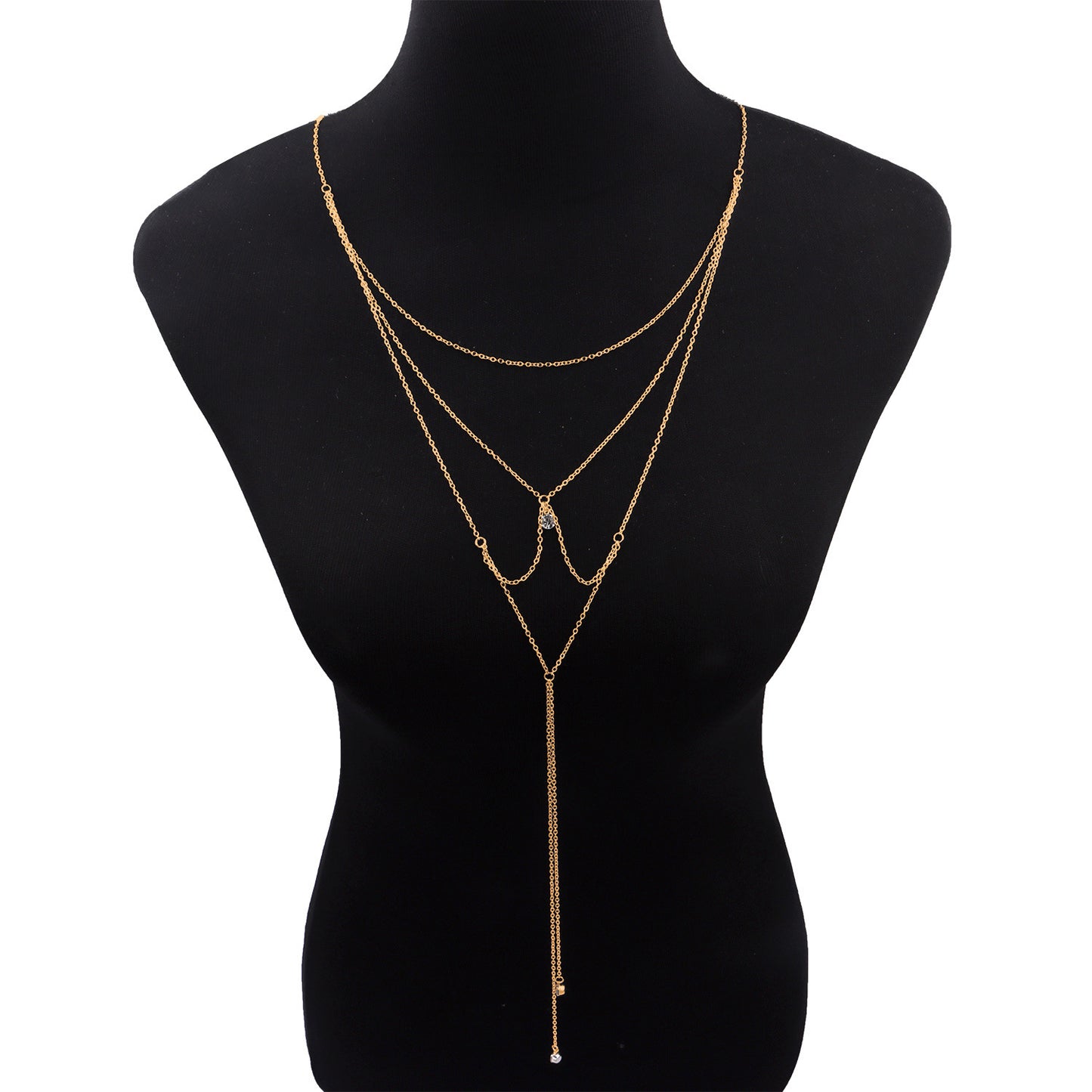 Collar de cadena cruzada geométrica para mujer, cadena corporal de aleación, joyería de moda de verano
