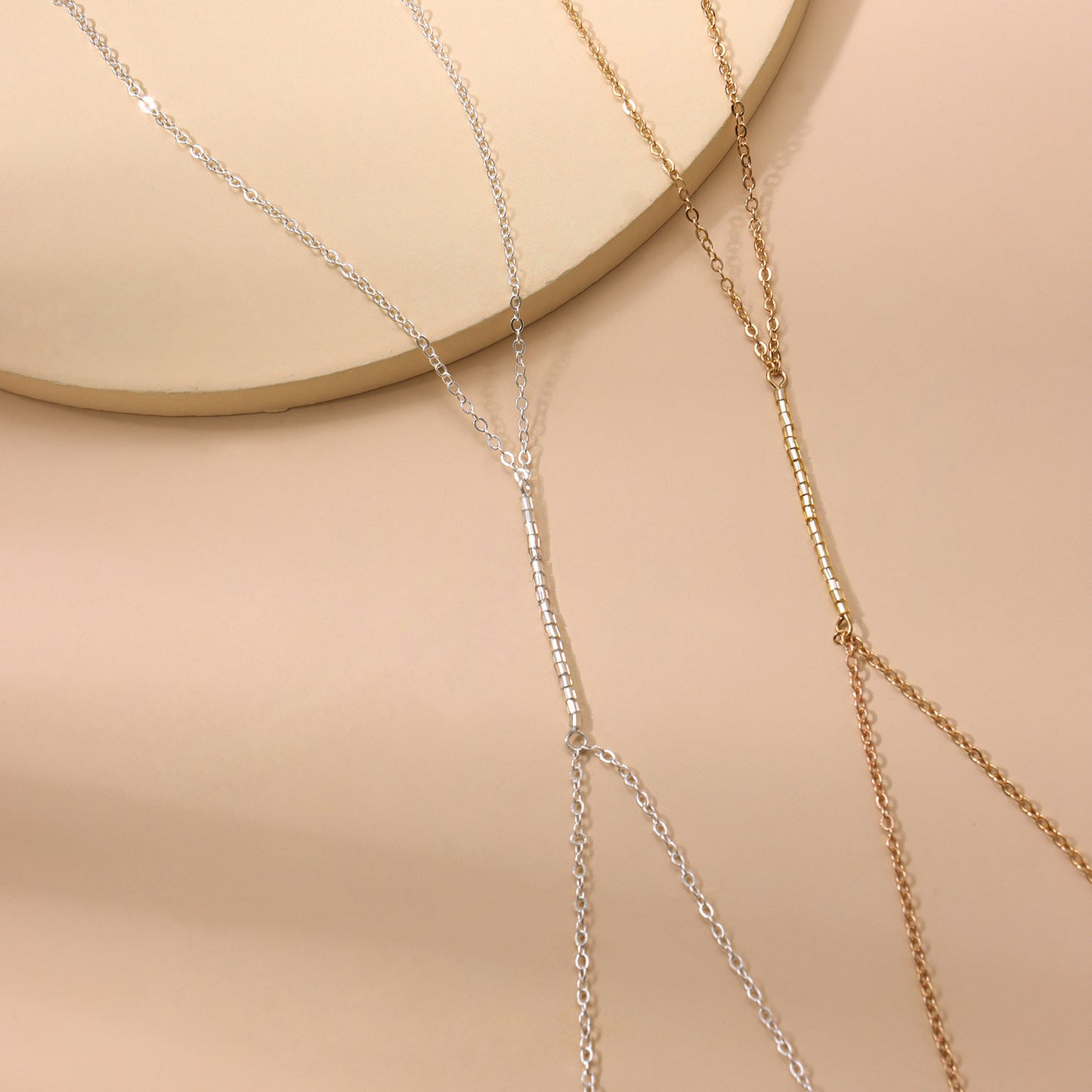 Alloy Body Chain Necklace with Tube Beads