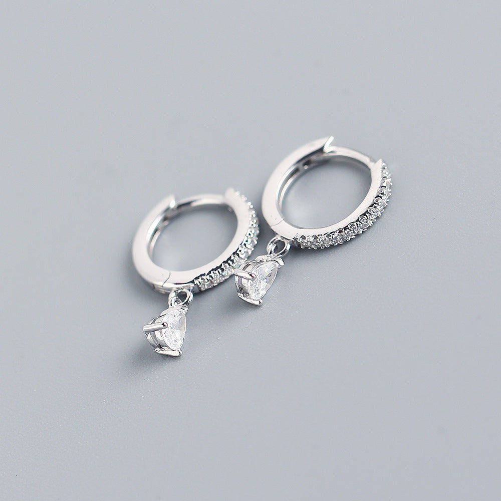 Luxury Elegant 925 Sterling Silver Teardrop Geometric Diamond Hoop Earrings for Women