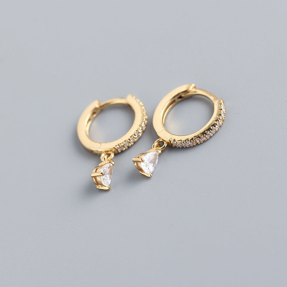 Luxury Elegant 925 Sterling Silver Teardrop Geometric Diamond Hoop Earrings for Women