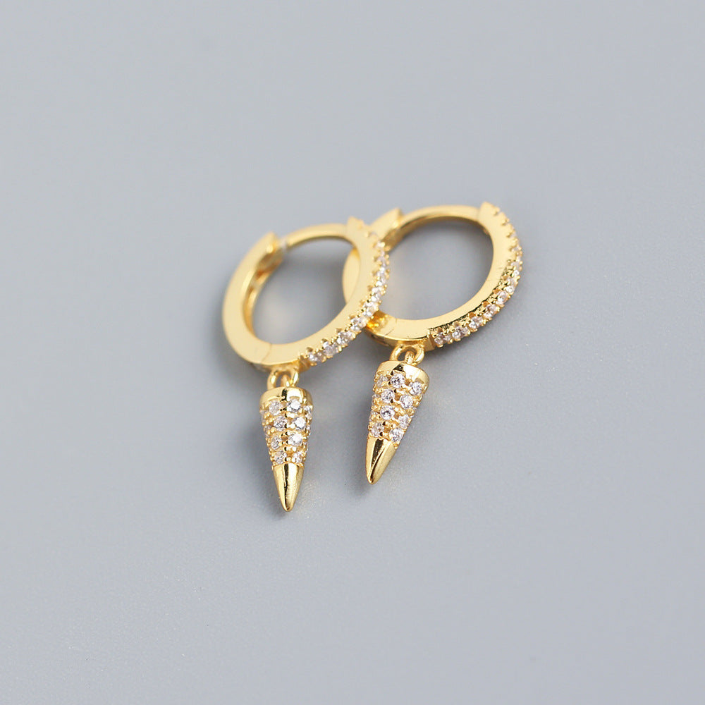 Minimalist Elegant 925 Sterling Silver Geometric Teardrop Rhinestone Hoop Earrings