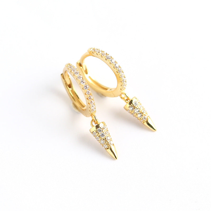 Minimalist Elegant 925 Sterling Silver Geometric Teardrop Rhinestone Hoop Earrings