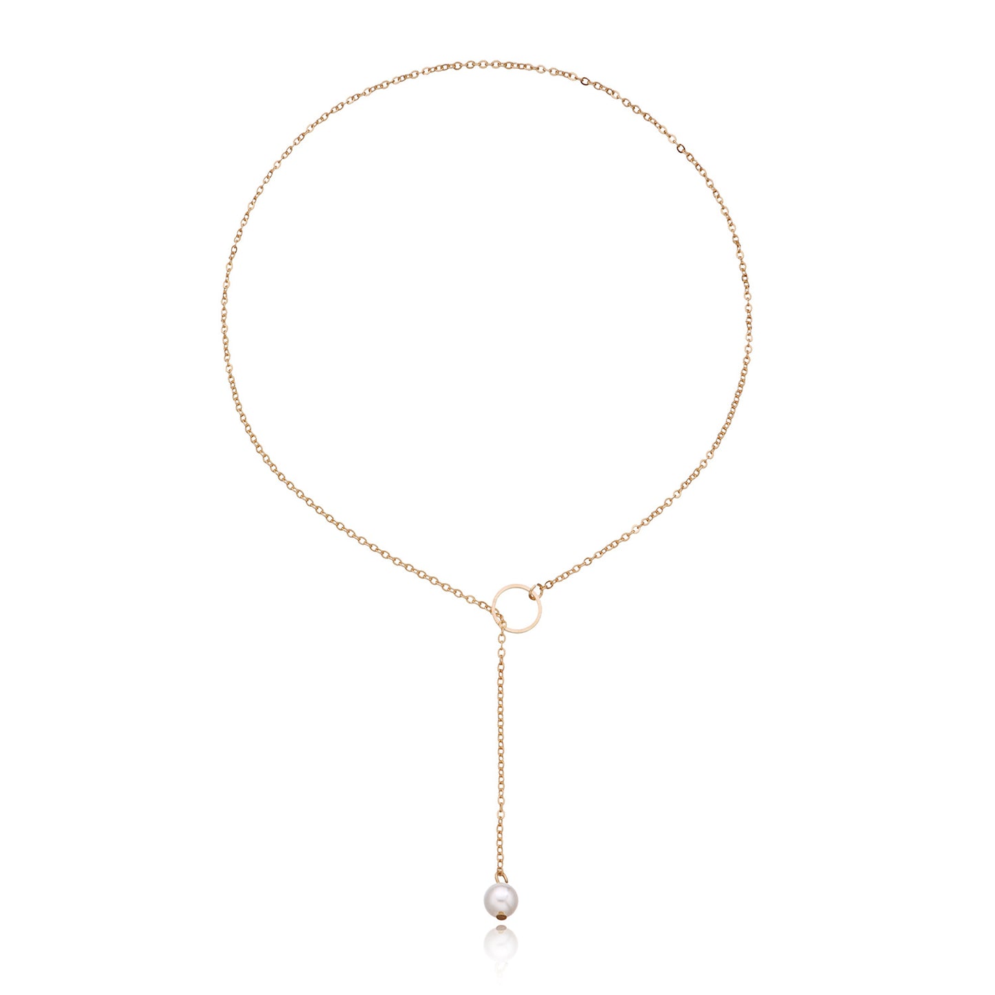 Spring Turquoise Pearl Drop Alloy Plated Long Clavicle Necklace for Women