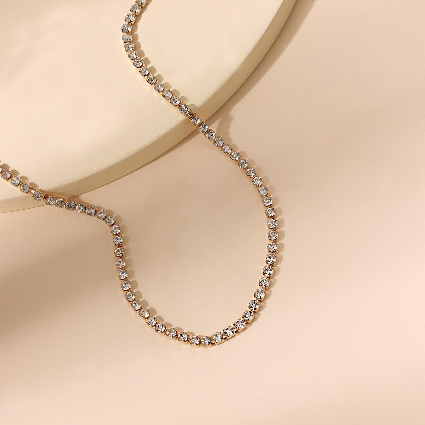 Double Layer Prong Chain Necklace Teardrop Pendant Minimalist Clavicle Necklace for Women