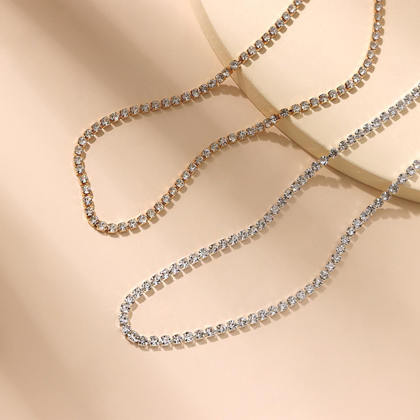 Double Layer Prong Chain Necklace Teardrop Pendant Minimalist Clavicle Necklace for Women