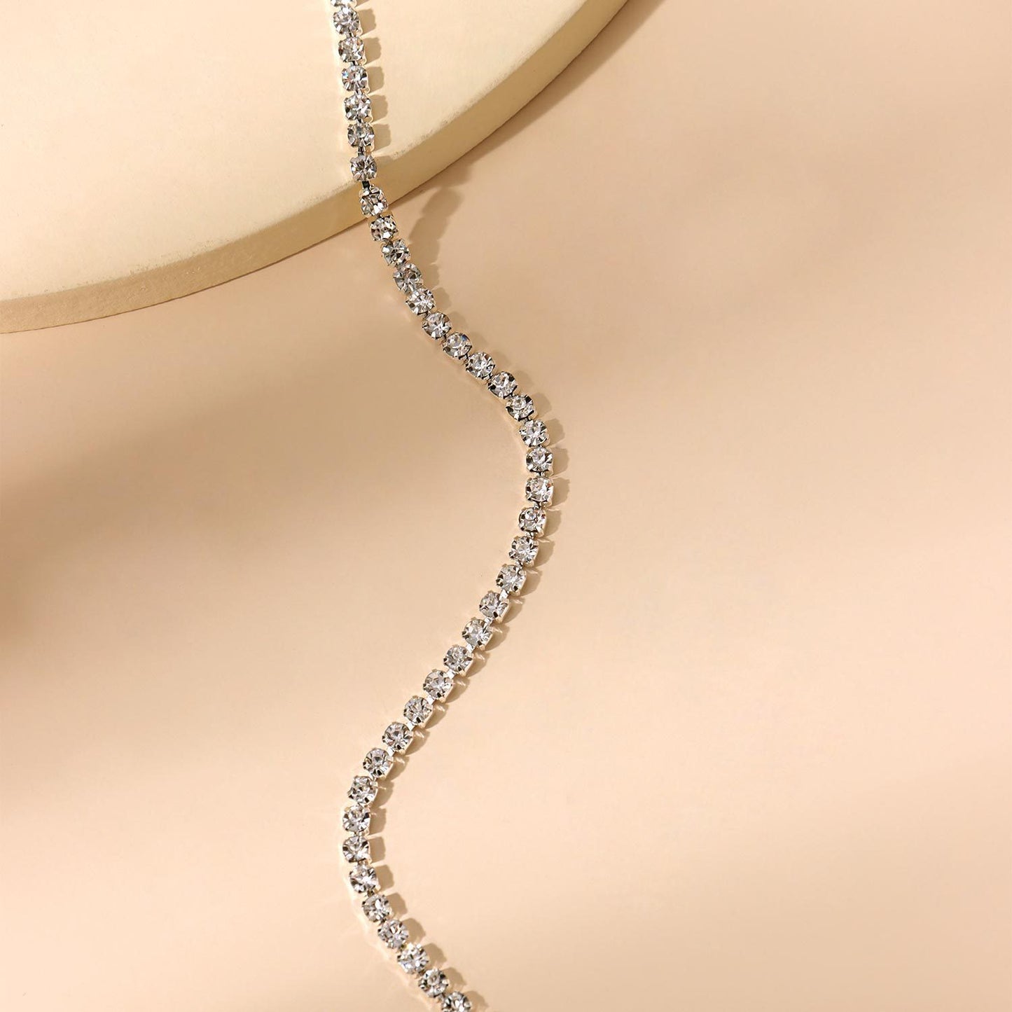 Double Layer Prong Chain Necklace Teardrop Pendant Minimalist Clavicle Necklace for Women