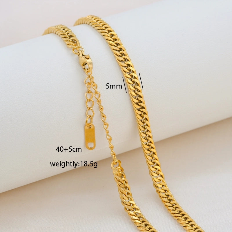 Collana Minimalista Unisex con Catenina Box in Acciaio Inossidabile Placcato Oro 18K