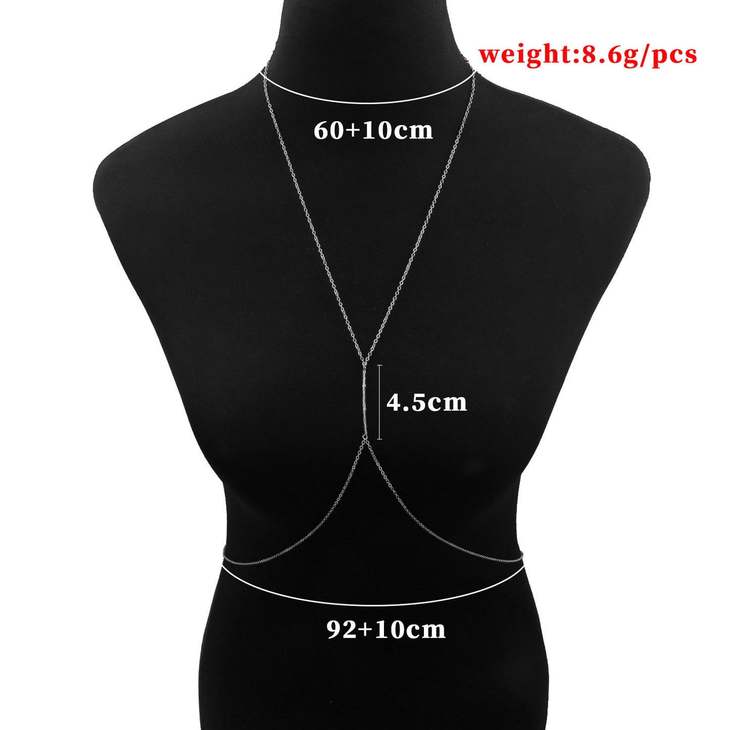 Alloy Body Chain Necklace with Tube Beads