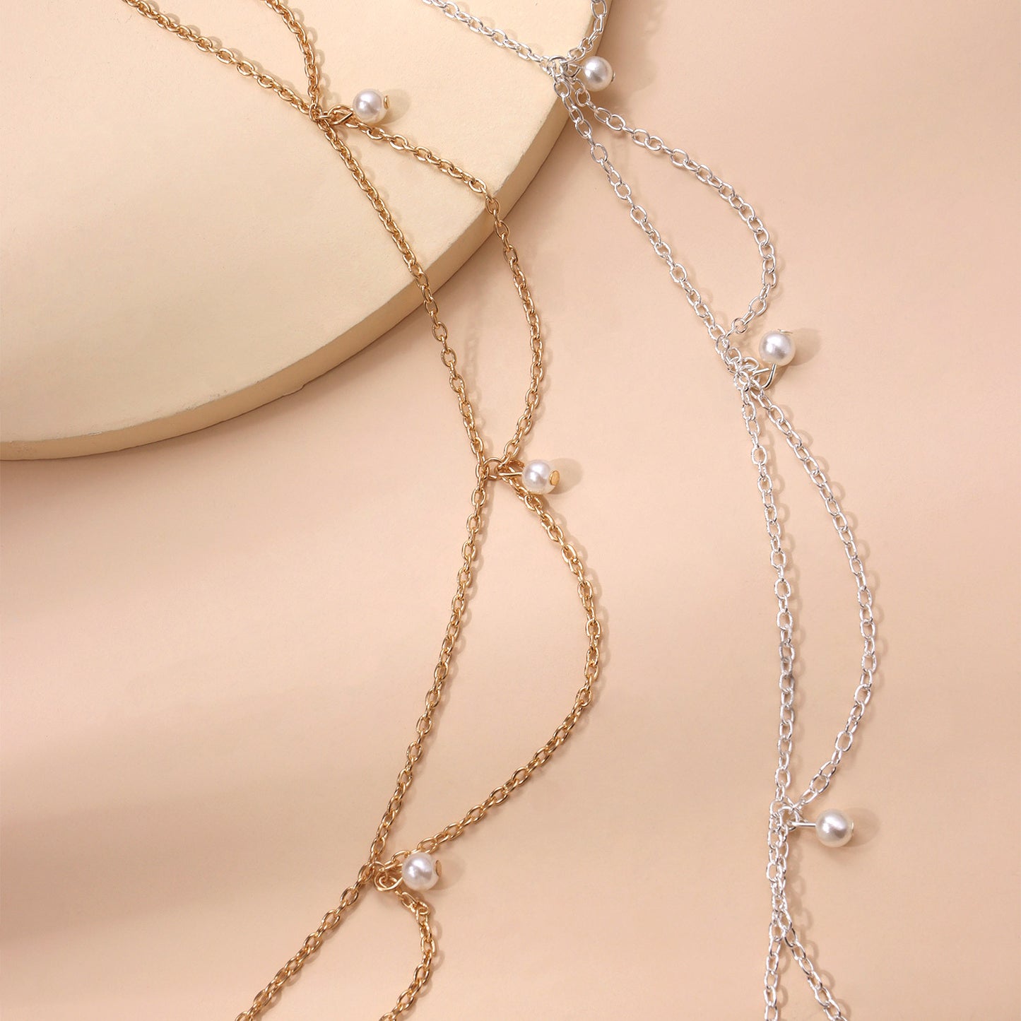Fascia per capelli con frangia a onda bohémien con perle, accessorio per capelli in lega da donna, motivo scozzese, stile geometrico