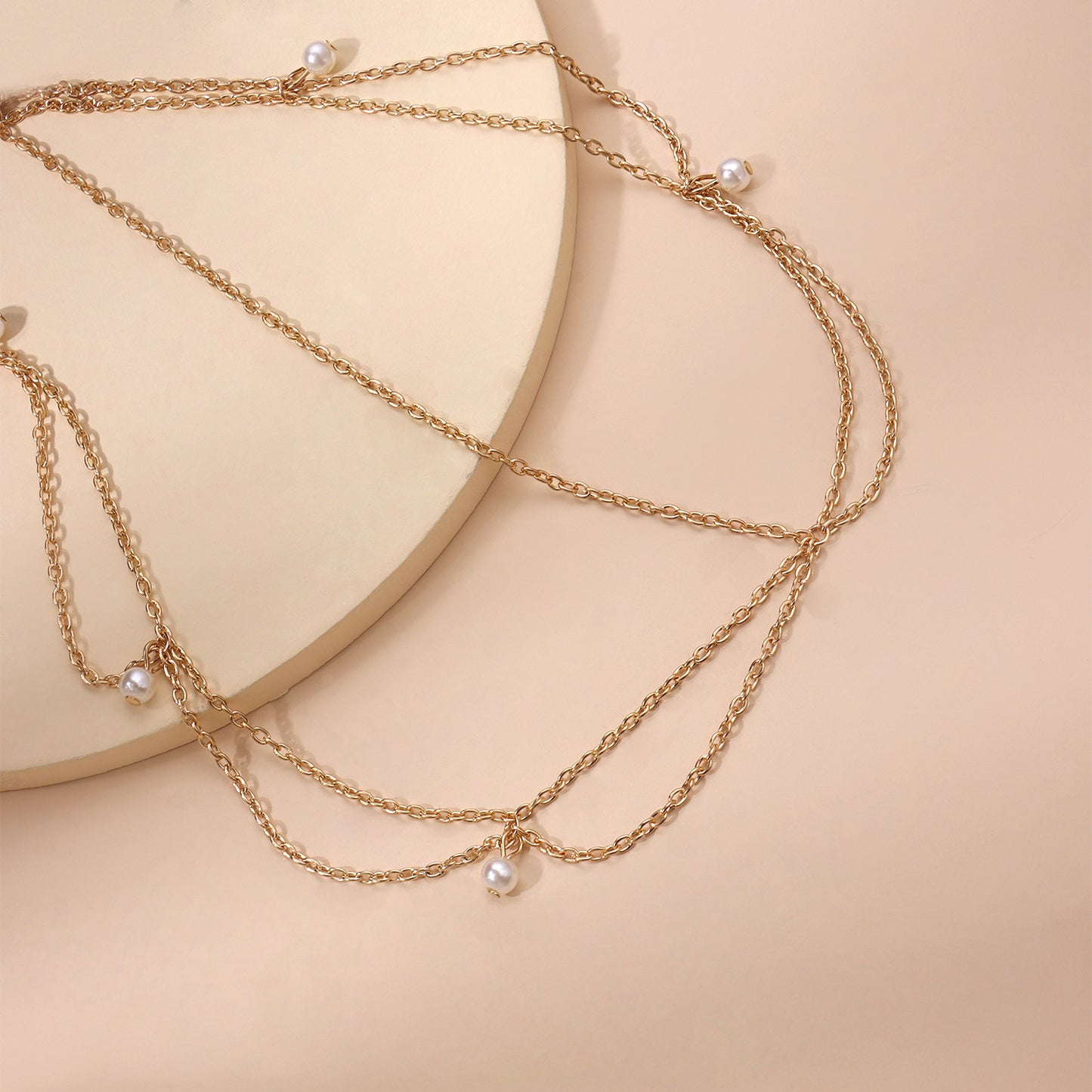 Fascia per capelli con frangia a onda bohémien con perle, accessorio per capelli in lega da donna, motivo scozzese, stile geometrico