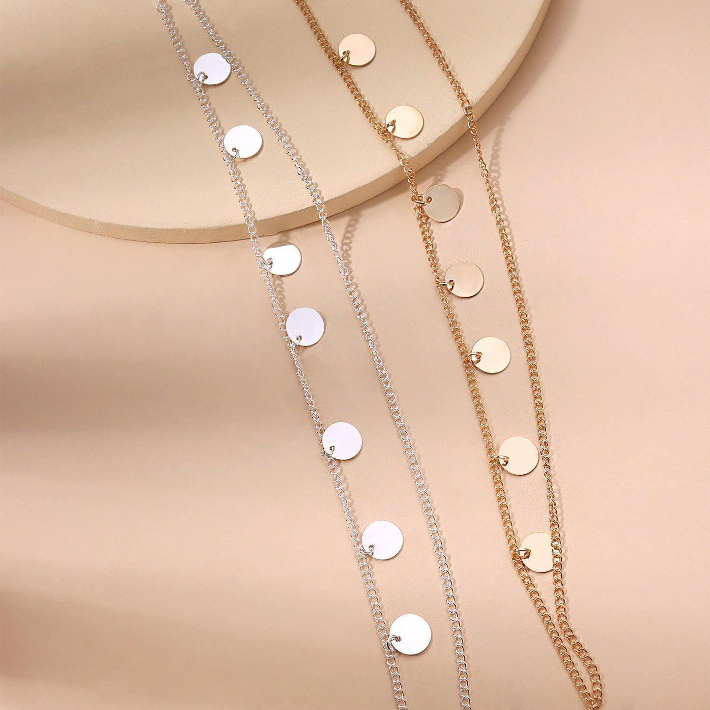 Shiny Tassel Crown Headband for Women Fashion Street Style Head Chain Hair Accessory with Checkered Pattern
