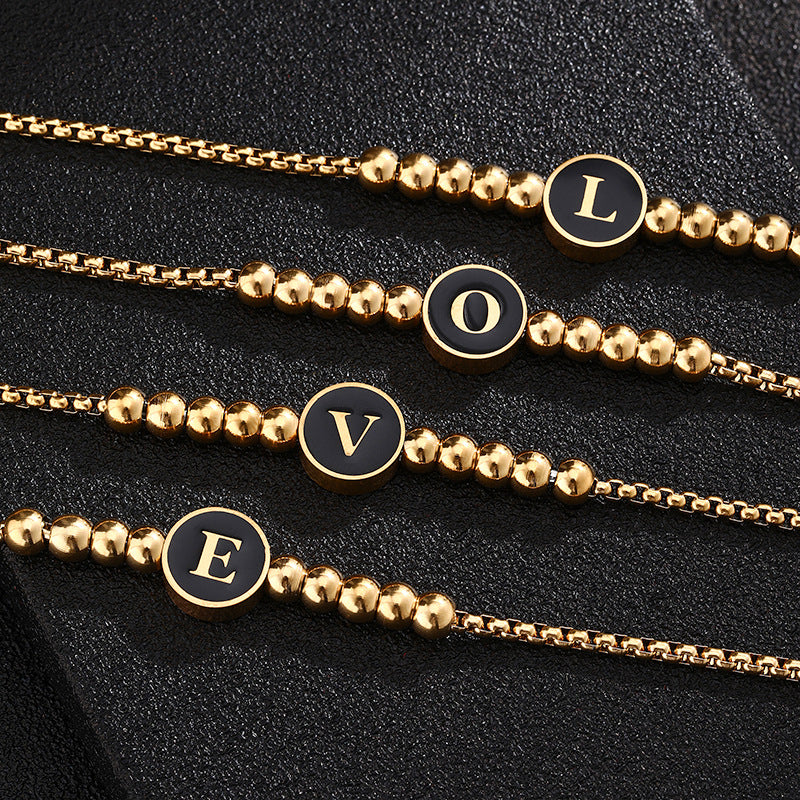 Bracciale in acciaio al titanio con lettere dorate, stile casual minimalista, regalo di gioielli da donna