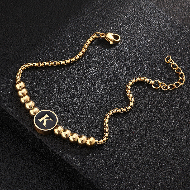 Bracciale in acciaio al titanio con lettere dorate, stile casual minimalista, regalo di gioielli da donna