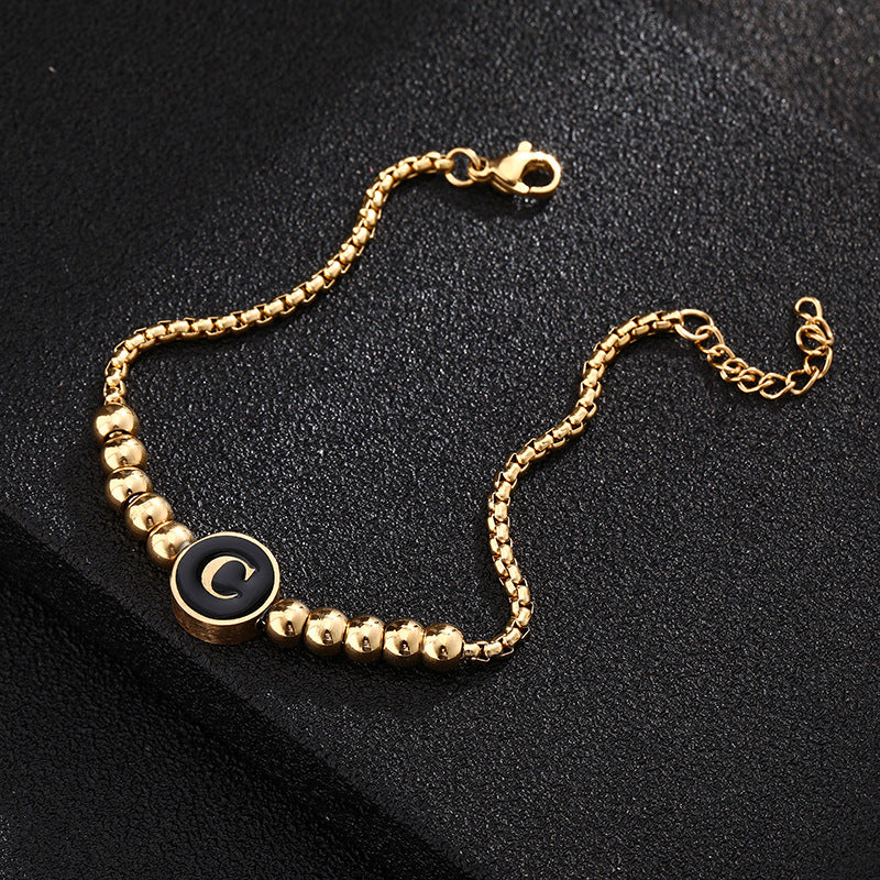 Bracciale in acciaio al titanio con lettere dorate, stile casual minimalista, regalo di gioielli da donna