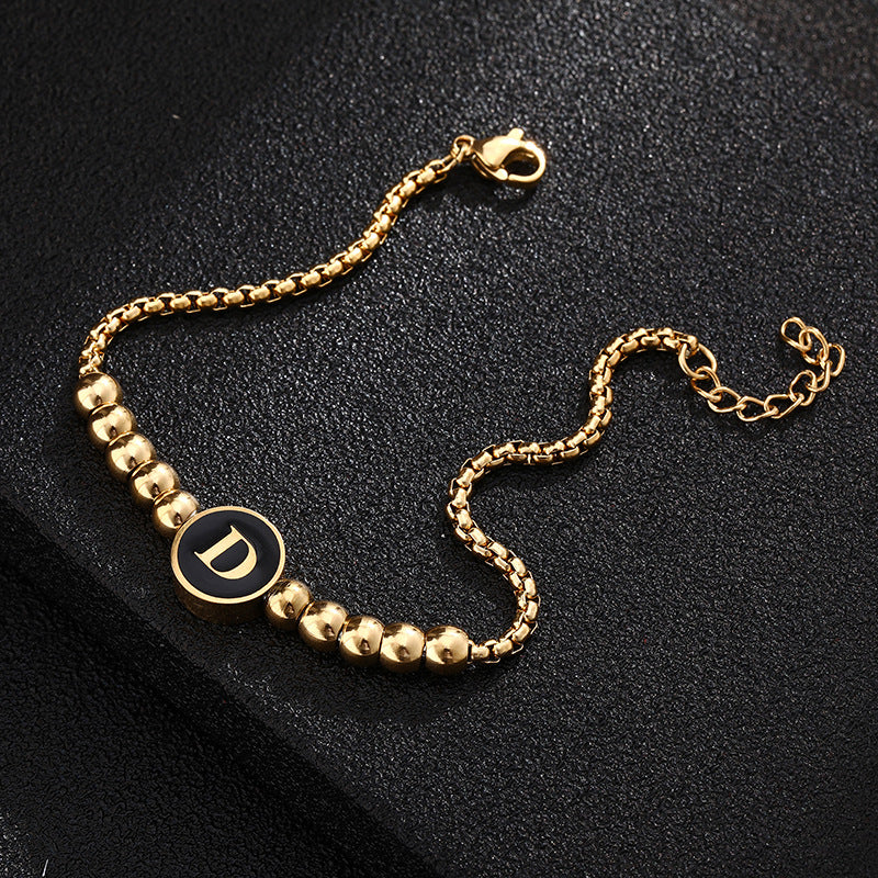 Bracciale in acciaio al titanio con lettere dorate, stile casual minimalista, regalo di gioielli da donna