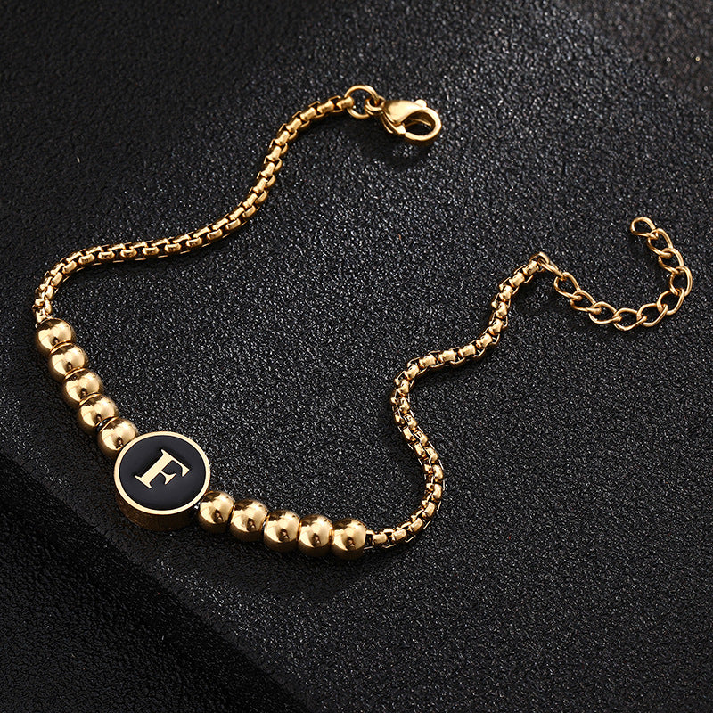 Bracciale in acciaio al titanio con lettere dorate, stile casual minimalista, regalo di gioielli da donna