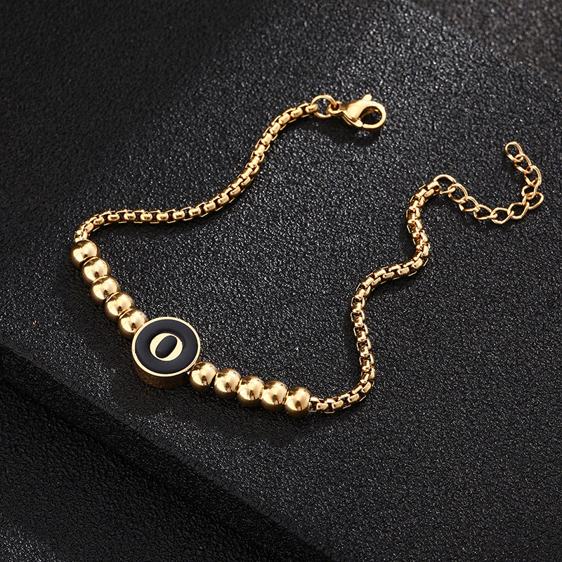 Bracciale in acciaio al titanio con lettere dorate, stile casual minimalista, regalo di gioielli da donna