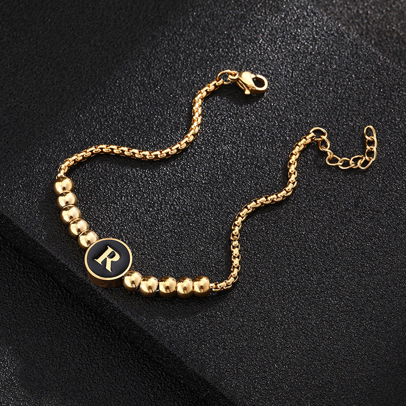 Bracciale in acciaio al titanio con lettere dorate, stile casual minimalista, regalo di gioielli da donna