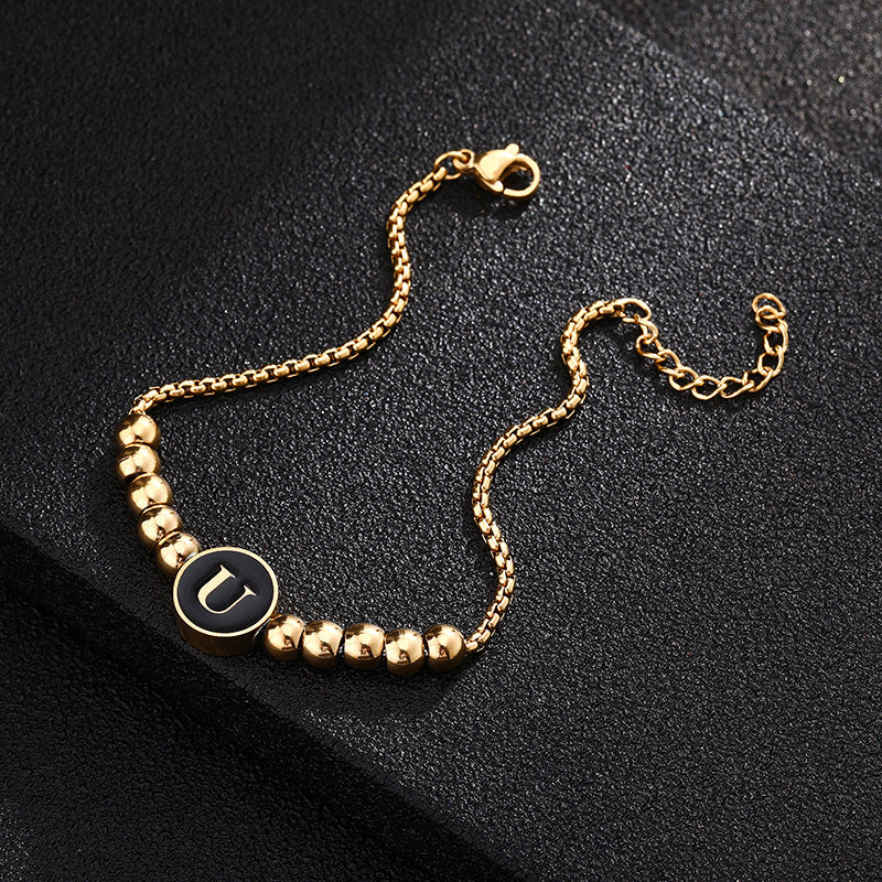 Bracciale in acciaio al titanio con lettere dorate, stile casual minimalista, regalo di gioielli da donna