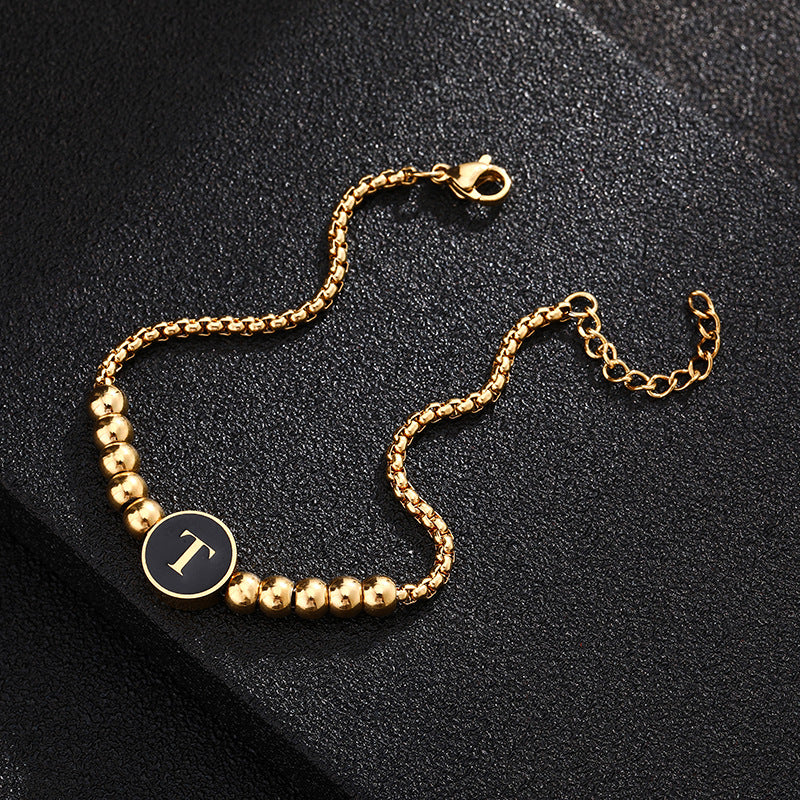 Bracciale in acciaio al titanio con lettere dorate, stile casual minimalista, regalo di gioielli da donna