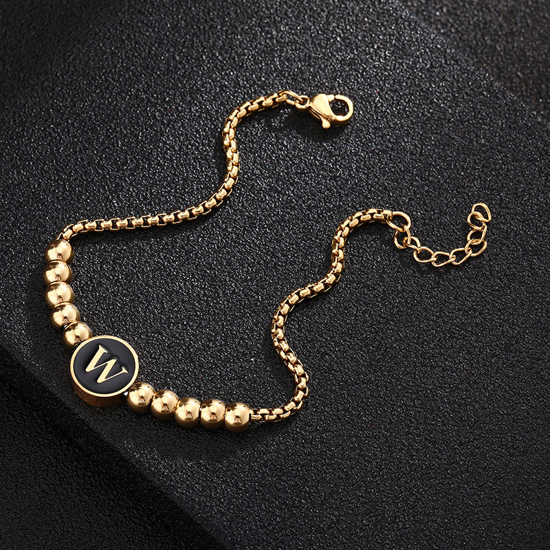 Bracciale in acciaio al titanio con lettere dorate, stile casual minimalista, regalo di gioielli da donna