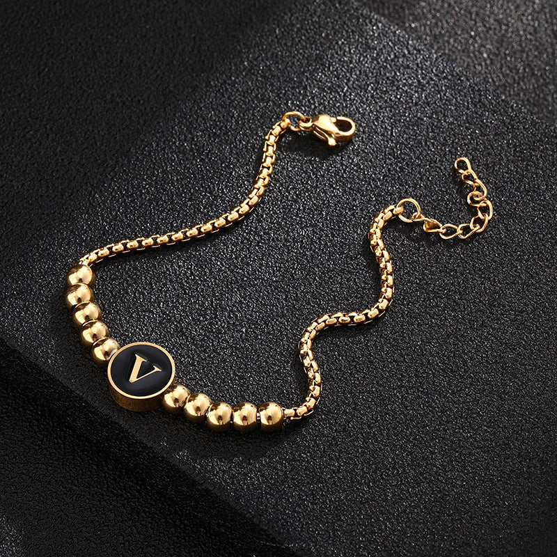 Bracciale in acciaio al titanio con lettere dorate, stile casual minimalista, regalo di gioielli da donna