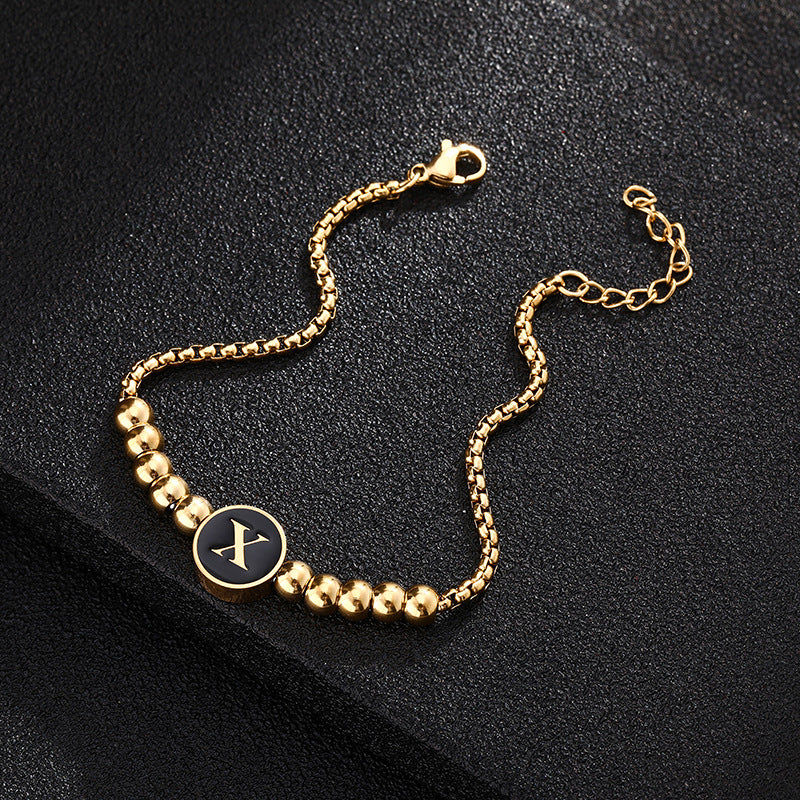 Bracciale in acciaio al titanio con lettere dorate, stile casual minimalista, regalo di gioielli da donna