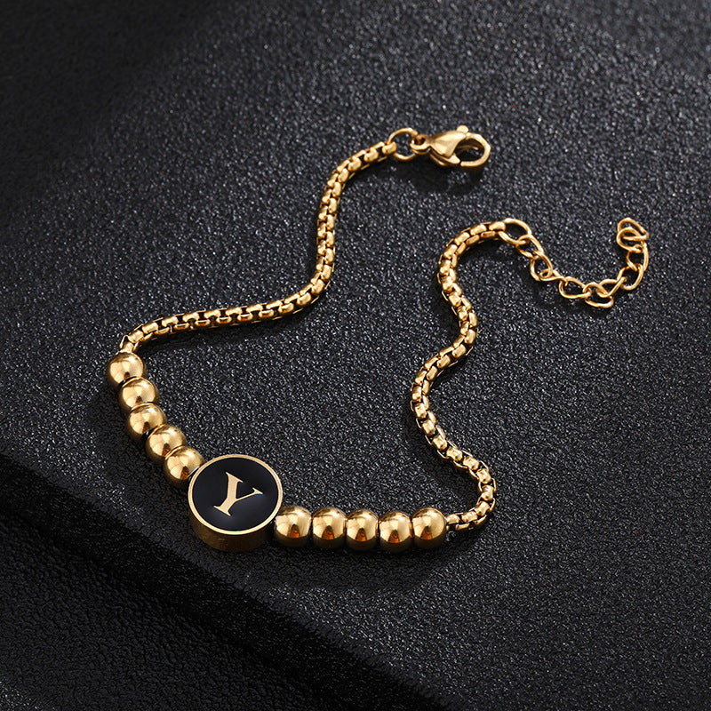 Bracciale in acciaio al titanio con lettere dorate, stile casual minimalista, regalo di gioielli da donna