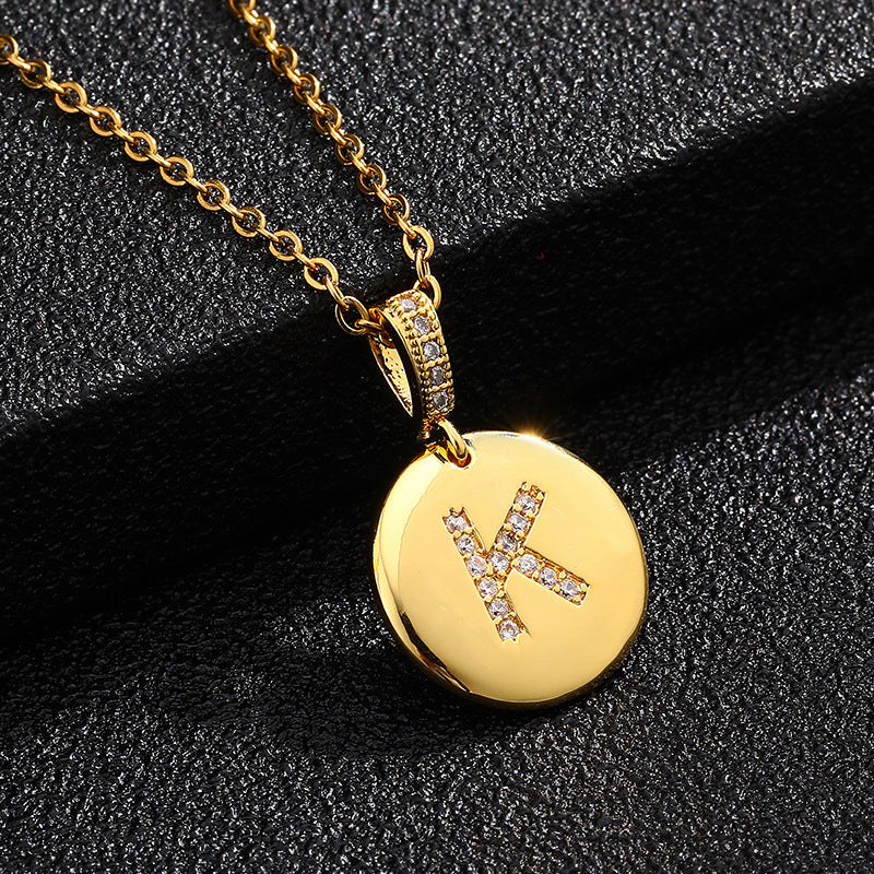 Collana con Lettera, Catena in Acciaio al Titanio con Zirconia Cubica Placcata per Donne - Stile Casual alla Moda