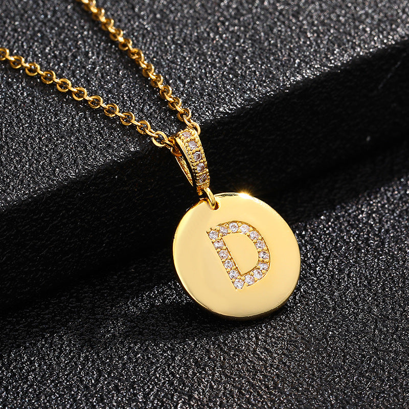 Collana con Lettera, Catena in Acciaio al Titanio con Zirconia Cubica Placcata per Donne - Stile Casual alla Moda