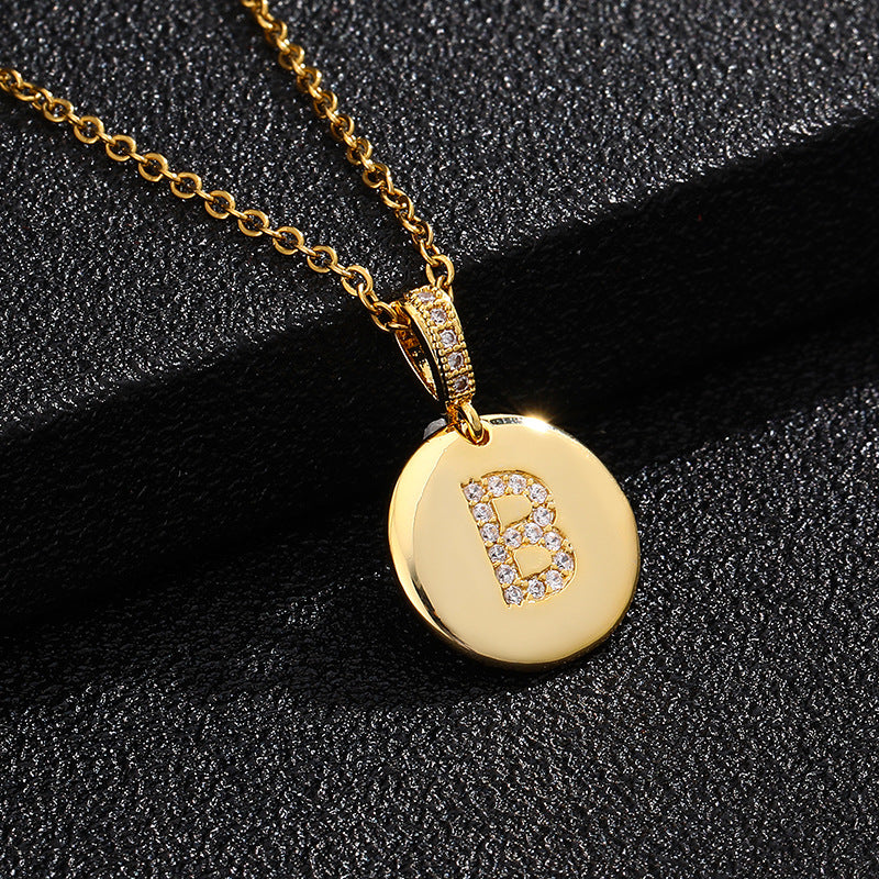 Collana con Lettera, Catena in Acciaio al Titanio con Zirconia Cubica Placcata per Donne - Stile Casual alla Moda