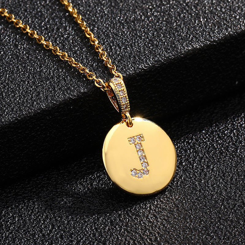 Collana con Lettera, Catena in Acciaio al Titanio con Zirconia Cubica Placcata per Donne - Stile Casual alla Moda