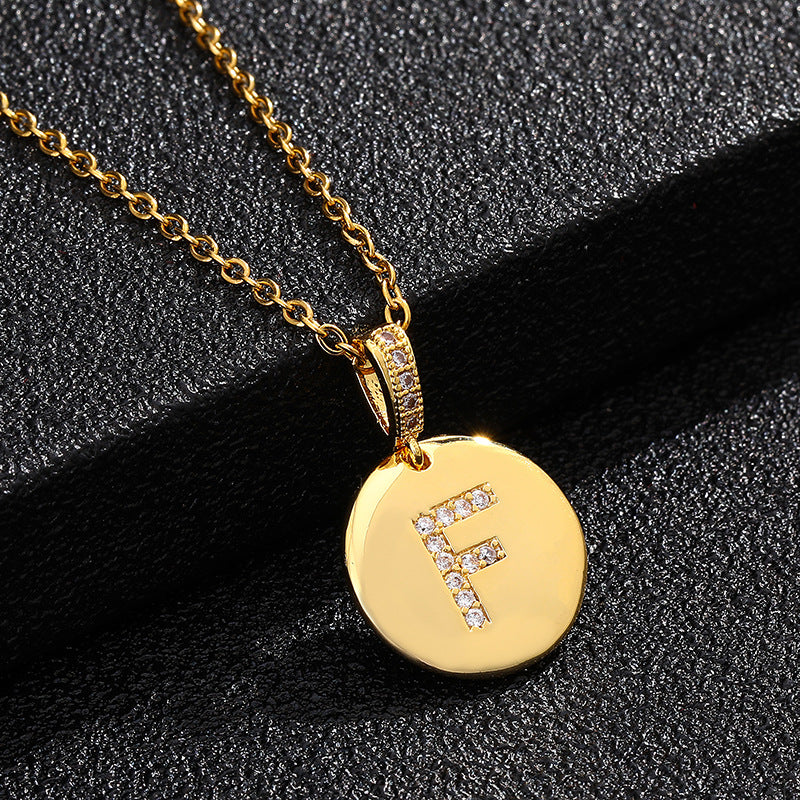 Collana con Lettera, Catena in Acciaio al Titanio con Zirconia Cubica Placcata per Donne - Stile Casual alla Moda