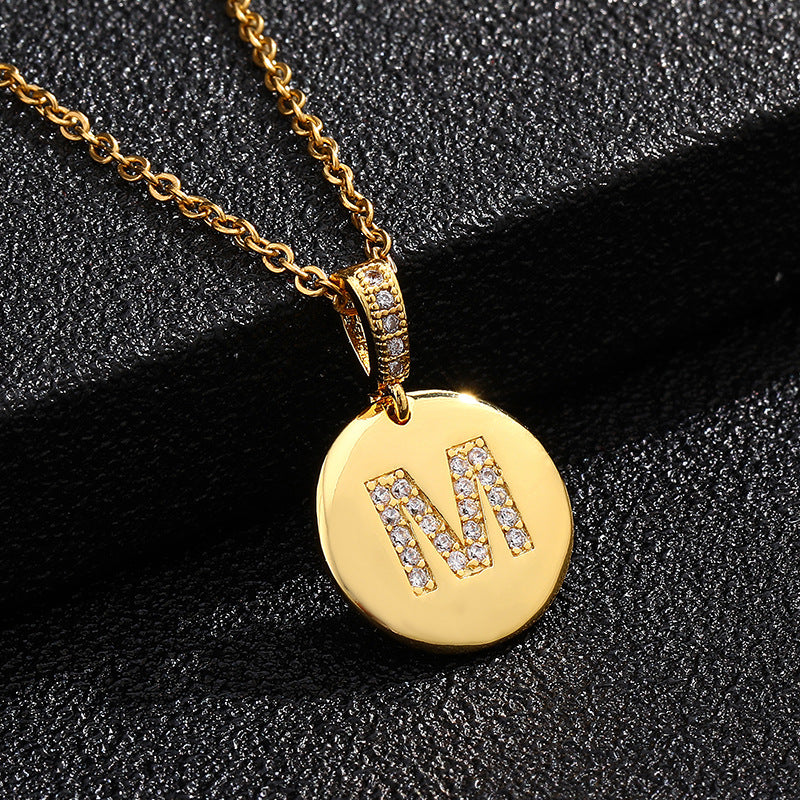 Collana con Lettera, Catena in Acciaio al Titanio con Zirconia Cubica Placcata per Donne - Stile Casual alla Moda