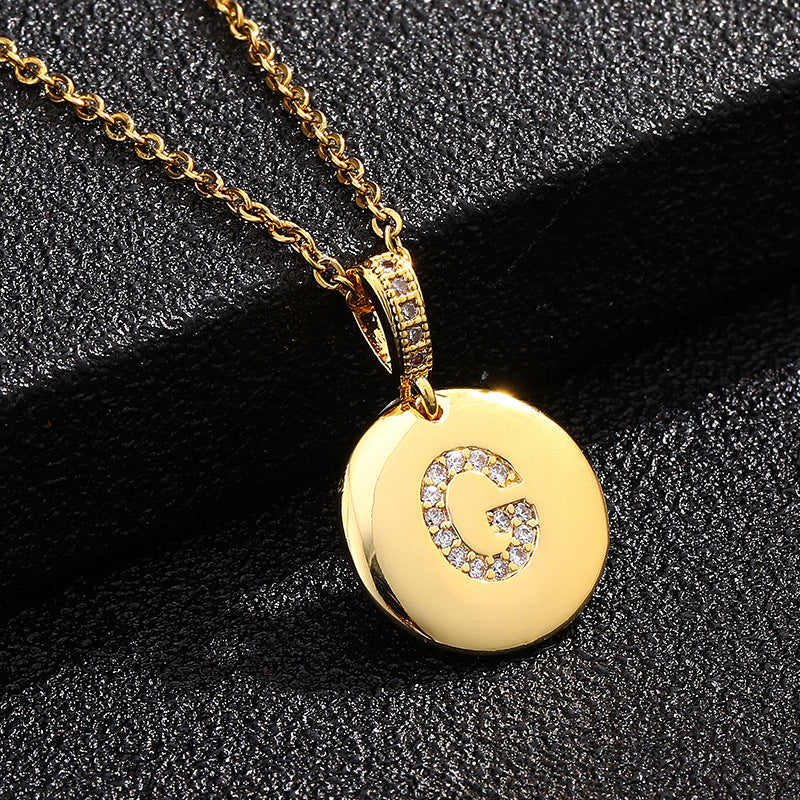 Collana con Lettera, Catena in Acciaio al Titanio con Zirconia Cubica Placcata per Donne - Stile Casual alla Moda