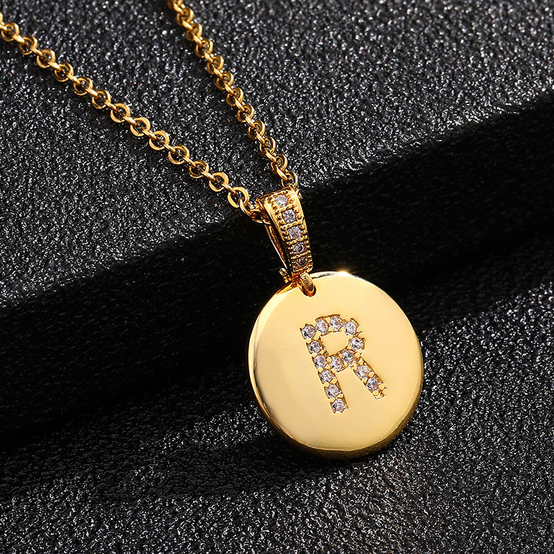 Collana con Lettera, Catena in Acciaio al Titanio con Zirconia Cubica Placcata per Donne - Stile Casual alla Moda