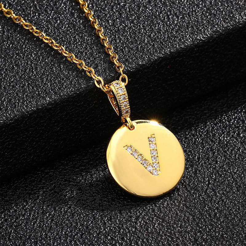 Collana con Lettera, Catena in Acciaio al Titanio con Zirconia Cubica Placcata per Donne - Stile Casual alla Moda