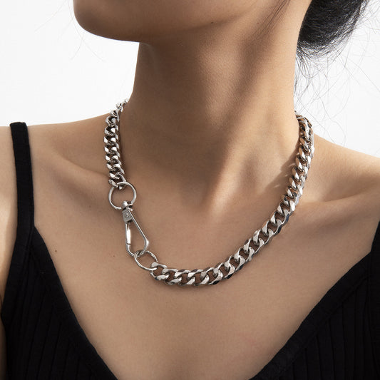Geometric Vintage Punk Bold Women's Metal Plated Cable Chain Necklace with Irregular Design