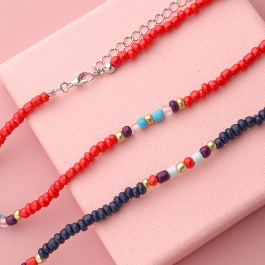 Collar de cuentas de cristal coloridas grandes para mujer, diseño geométrico, conjunto de joyería hecha a mano, el más vendido en Amazon