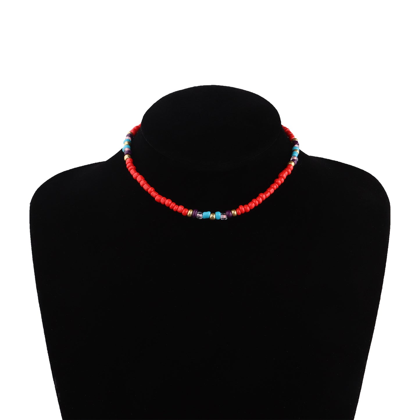 Women's Large Colorful Glass Bead Necklace Geometric Design Handmade Jewelry Set Amazon Best Seller
