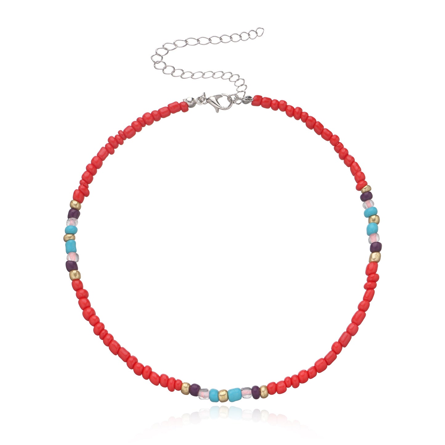 Women's Large Colorful Glass Bead Necklace Geometric Design Handmade Jewelry Set Amazon Best Seller