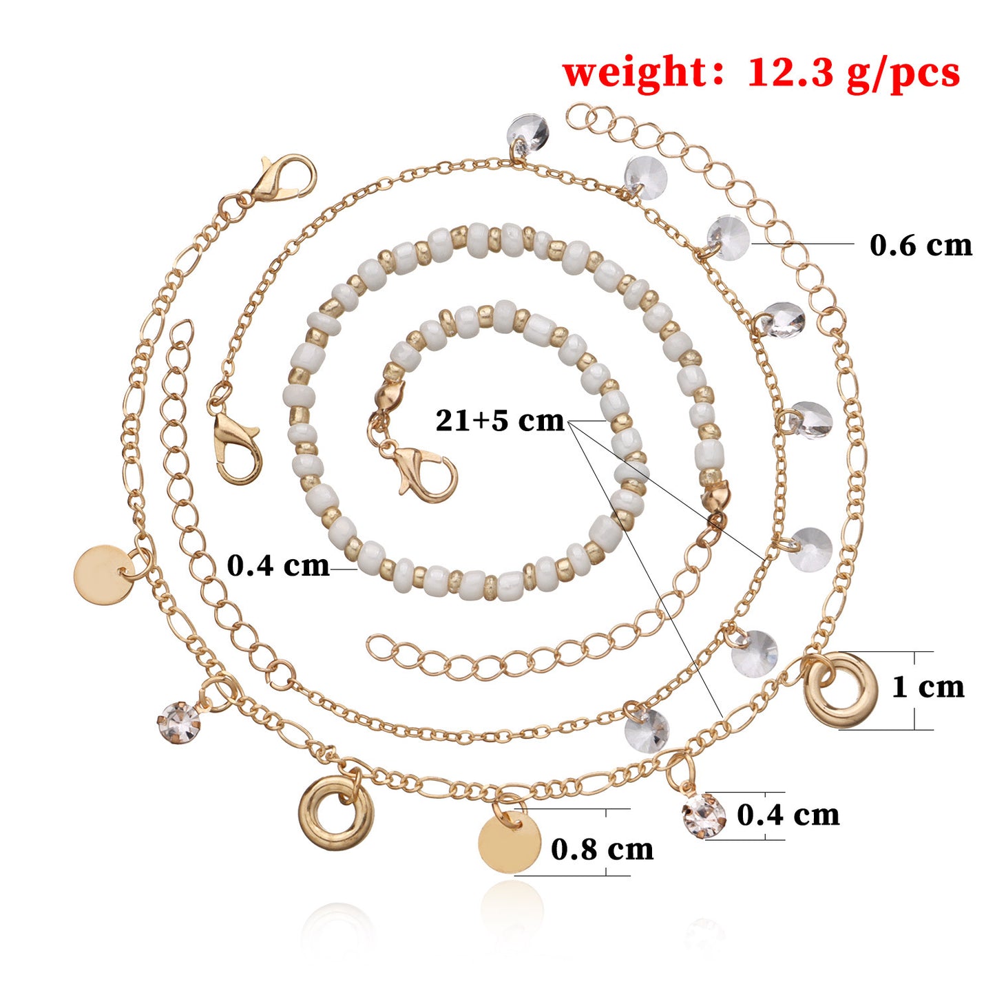 Geometric Alloy Foot Chain for Women, Rhinestone Pendant Anklet Set, European Style Fashion Jewelry, Gift for Wedding Travel Memorabilia Employee Appreciation