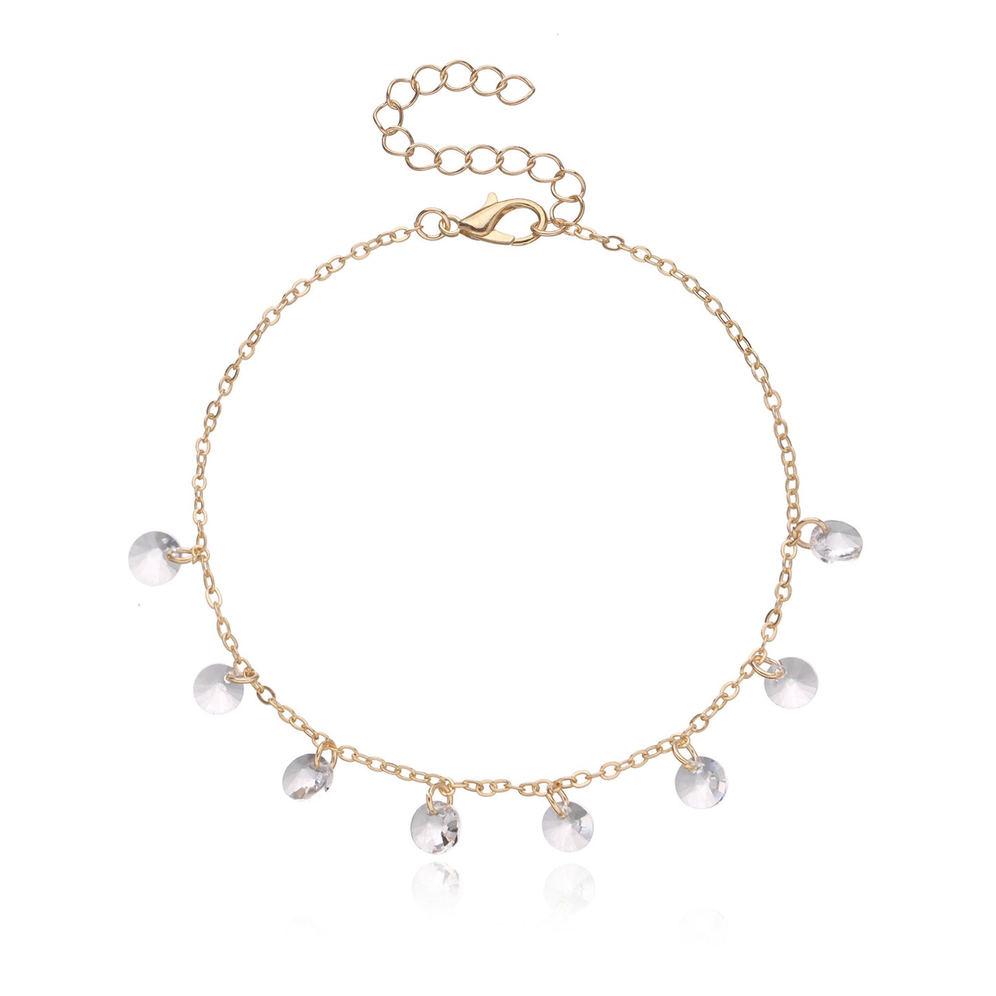 Geometric Alloy Foot Chain for Women, Rhinestone Pendant Anklet Set, European Style Fashion Jewelry, Gift for Wedding Travel Memorabilia Employee Appreciation