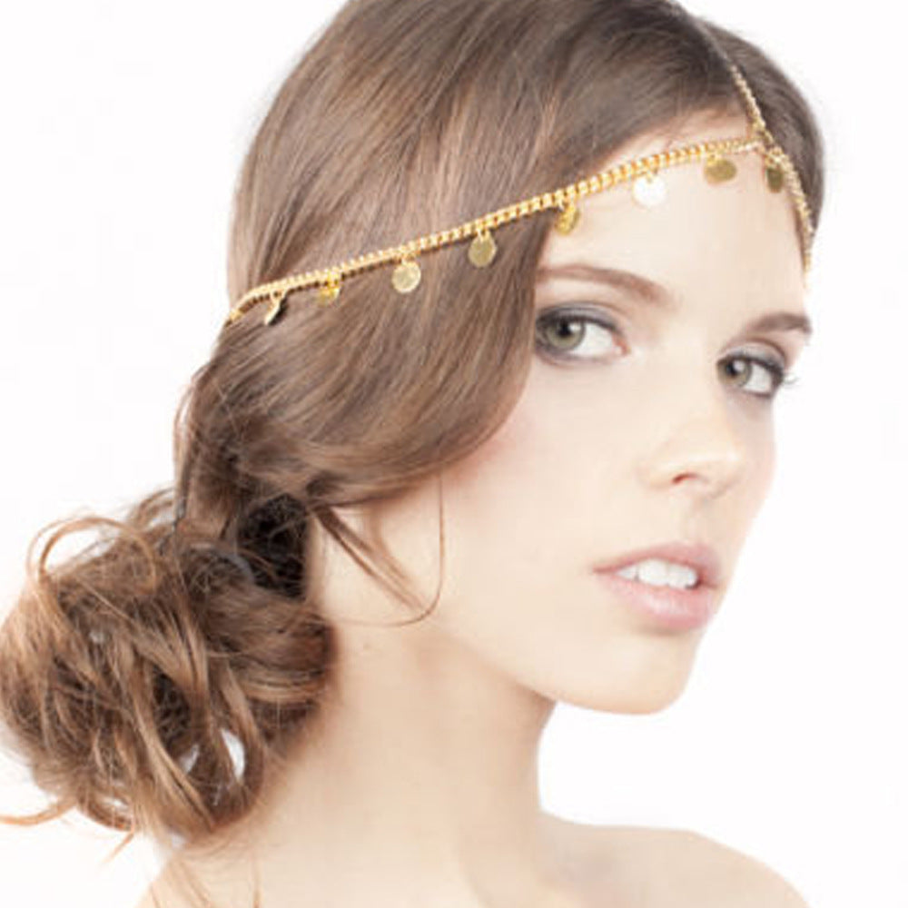 Shiny Sequin Fringe Headband Crown Hair Accessory for Women with Tartan Pattern