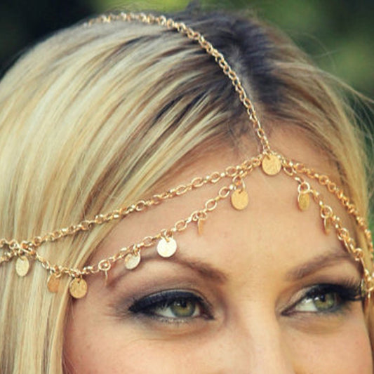 Diadema brillante de lentejuelas con flecos ondulados para mujer, accesorio para el cabello de aleación con estampado tartán