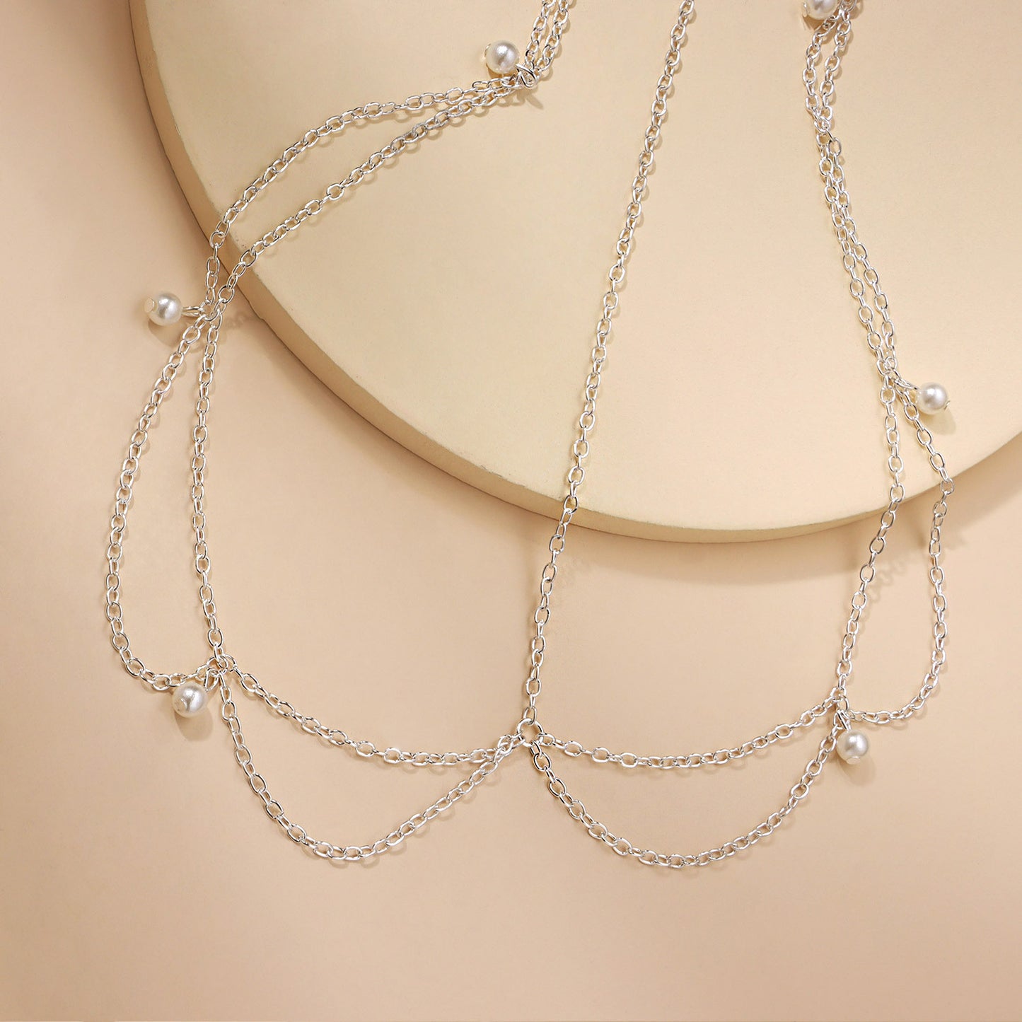 Fascia per capelli con frangia a onda bohémien con perle, accessorio per capelli in lega da donna, motivo scozzese, stile geometrico