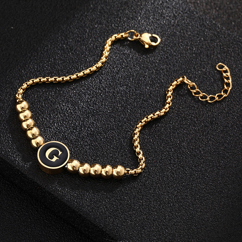 Bracciale in acciaio al titanio con lettere dorate, stile casual minimalista, regalo di gioielli da donna