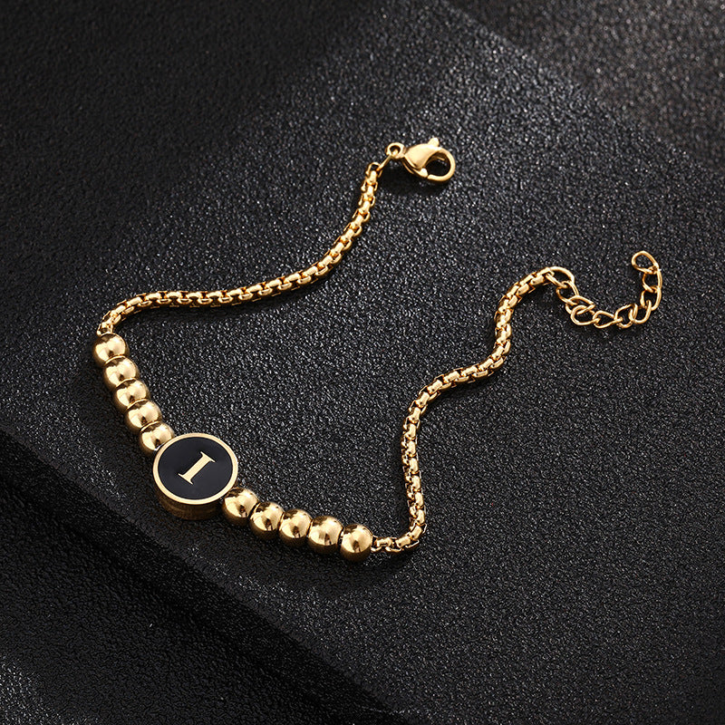 Bracciale in acciaio al titanio con lettere dorate, stile casual minimalista, regalo di gioielli da donna