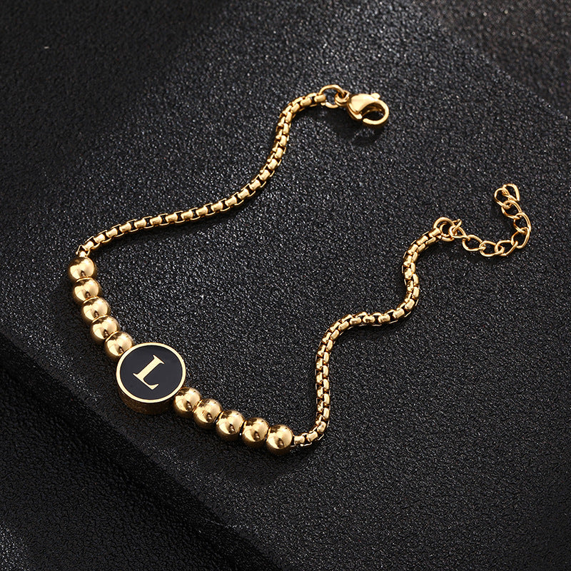 Bracciale in acciaio al titanio con lettere dorate, stile casual minimalista, regalo di gioielli da donna