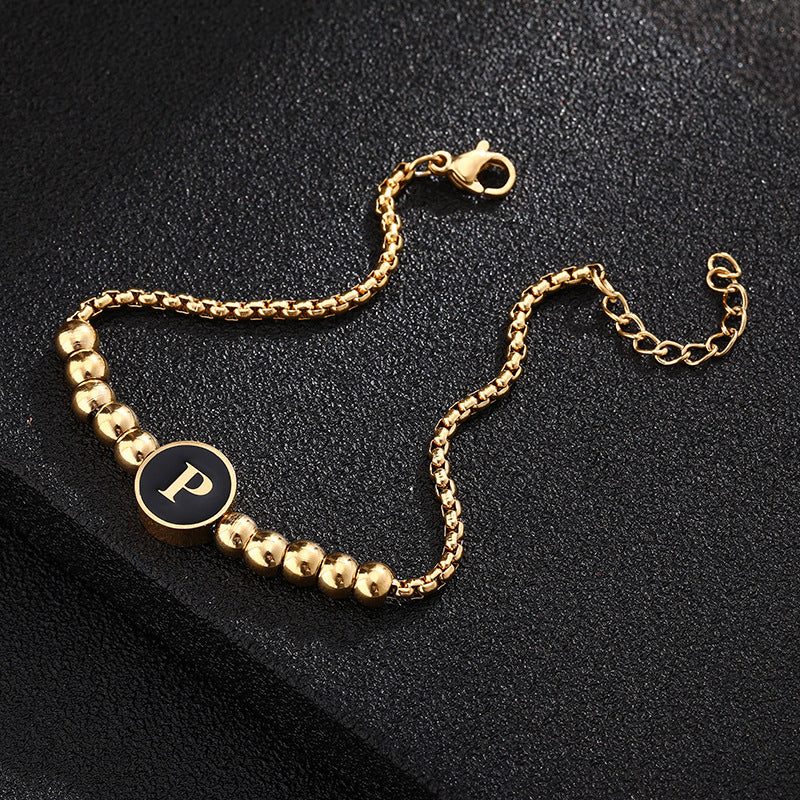 Bracciale in acciaio al titanio con lettere dorate, stile casual minimalista, regalo di gioielli da donna